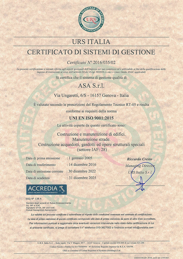 ASA Genova - CQOP SOA - Attestazione di qualificazione alla esecuzione di lavori pubblici